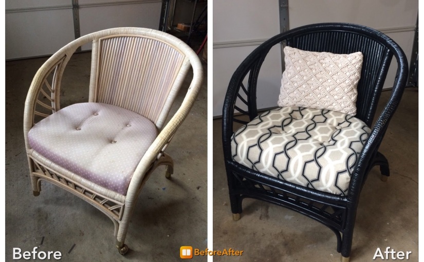 #9 Bamboo wicker chair with upholstered seat